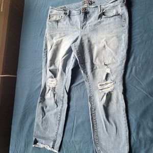 Premium Boyfriend Jeans Light Wash Raw Hem Ripped Distessed Pants